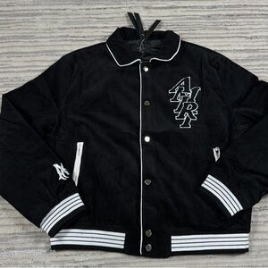 Black Corduroy Jacket with White Accents